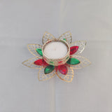 Gold Lotus Flower with Green Decor D38
