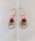 Keychain Style Pearl Red Flower Diamond Shubh Labh SL8